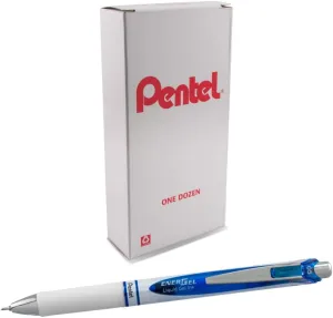 Pentel EnerGel Pearl RTX Retractable Liquid Gel Pen, (0.5mm), Fine Line, Needle Tip, Blue Ink, Box of 12 (BLN75PW-C)
