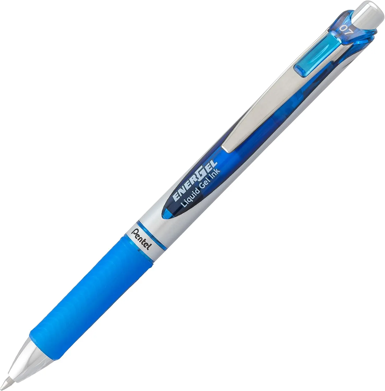 Pentel EnerGel RTX RT Liquid Gel Pen, Med, Metal Tip, (0.7mm), Blue Ink, Box of 12 (BL77PC12C1)
