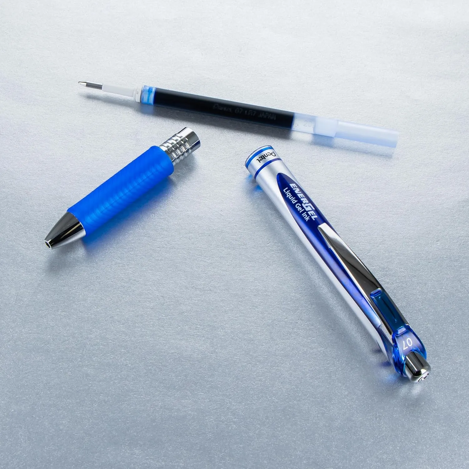 Pentel EnerGel RTX RT Liquid Gel Pen, Med, Metal Tip, (0.7mm), Blue Ink, Box of 12 (BL77PC12C1)