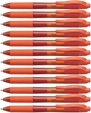 Pentel EnerGel-X Retractable Liquid Gel Pen (0.7mm) Metal Tip, Orange Ink, Box of 12 (BL107-F)