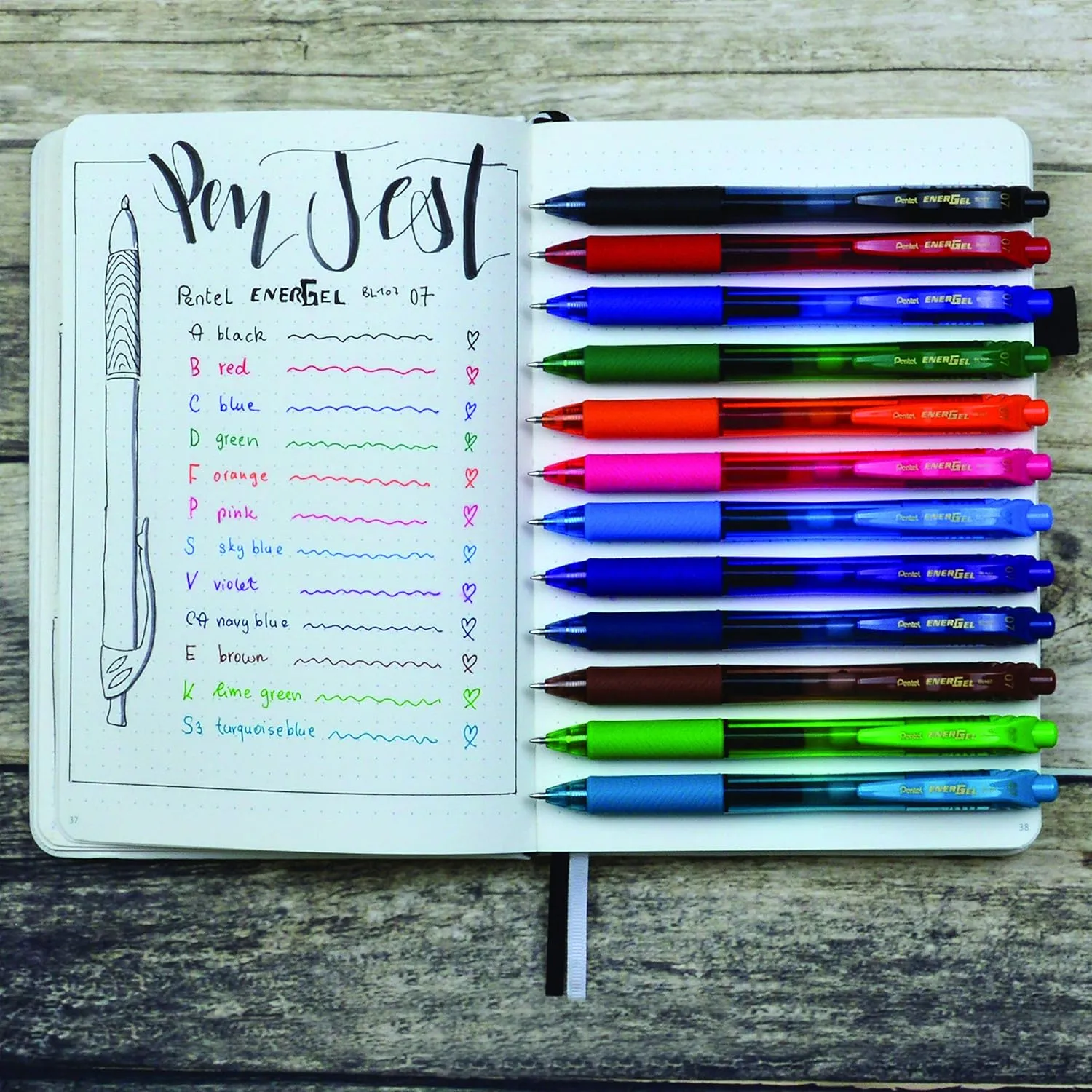 Pentel EnerGel-X Retractable Liquid Gel Pen (0.7mm) Metal Tip, Pink Ink, Box of 12 (BL107-P)