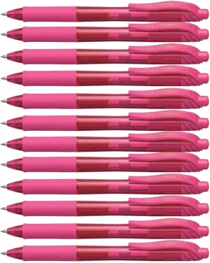 Pentel EnerGel-X Retractable Liquid Gel Pen (0.7mm) Metal Tip, Pink Ink, Box of 12 (BL107-P)