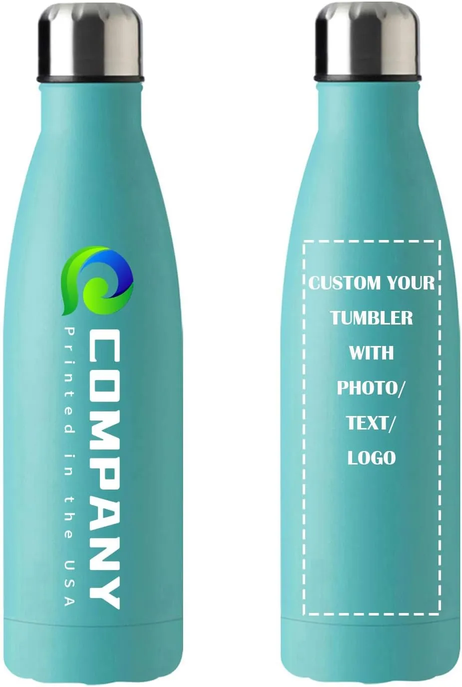 Personalized 17oz Insulated Water Bottle, Double Wall Stainless Steel Water Bottle Leak-Proof Thermos, Reusable Water Bottle for Sports & Travel, Blue, 1 Pack