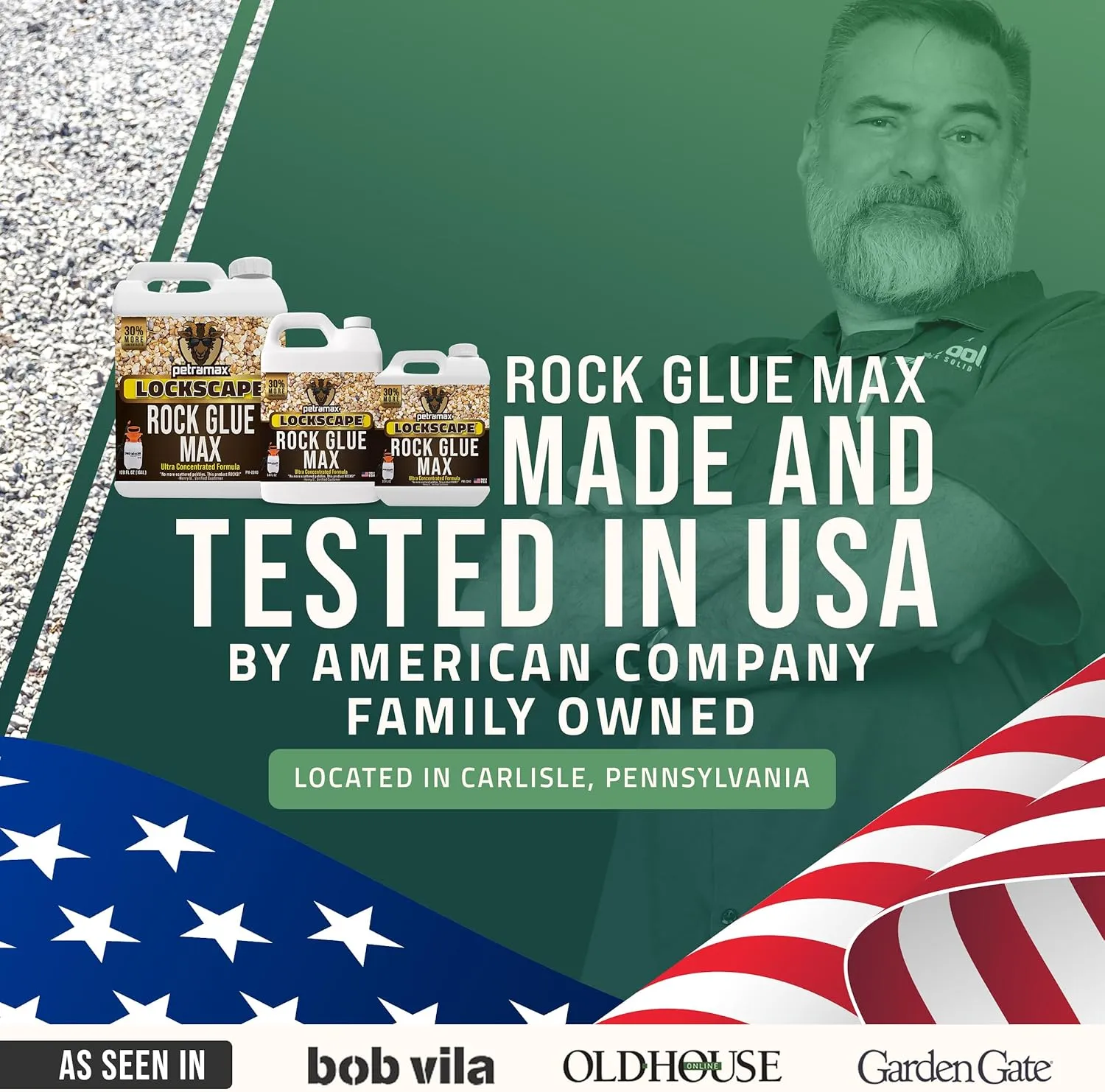 Petra Max Rock Glue for Landscaping, 1 Gallon - Wide Coverage & Pet Safe Mulch Glue for Rocks - Lockdown Gravel/Pebbles/Stones - Sticky Clear Gravel Binder & Decomposed Granite Stabilizer