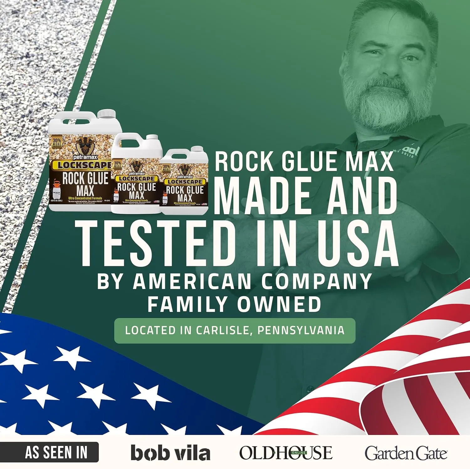 Petra Max Rock Glue for Landscaping, 32 Ounce - Ground Coverage & Pet Safe Mulch Glue for Rocks - Lockdown Gravel/Pebbles/Stones - Sticky Clear Gravel Binder & Decomposed Granite Stabilizer (50 Sq Ft)