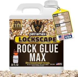 Petra Max Rock Glue for Landscaping, 32 Ounce - Ground Coverage & Pet Safe Mulch Glue for Rocks - Lockdown Gravel/Pebbles/Stones - Sticky Clear Gravel Binder & Decomposed Granite Stabilizer (50 Sq Ft)