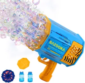 Petrella Bubble Gun Bazooka Machine Gun 69 Hole Bubble Blaster Blower with Colored Lights Gifts for Kids Adults Outdoor TIK Tok Toys for Wedding Birthday Party Blue