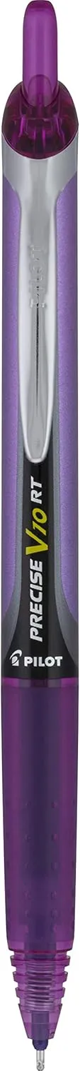Pilot, Precise V10 RT Refillable & Retractable Rolling Ball Pens, Bold Point 1 mm, Purple, Pack of 12