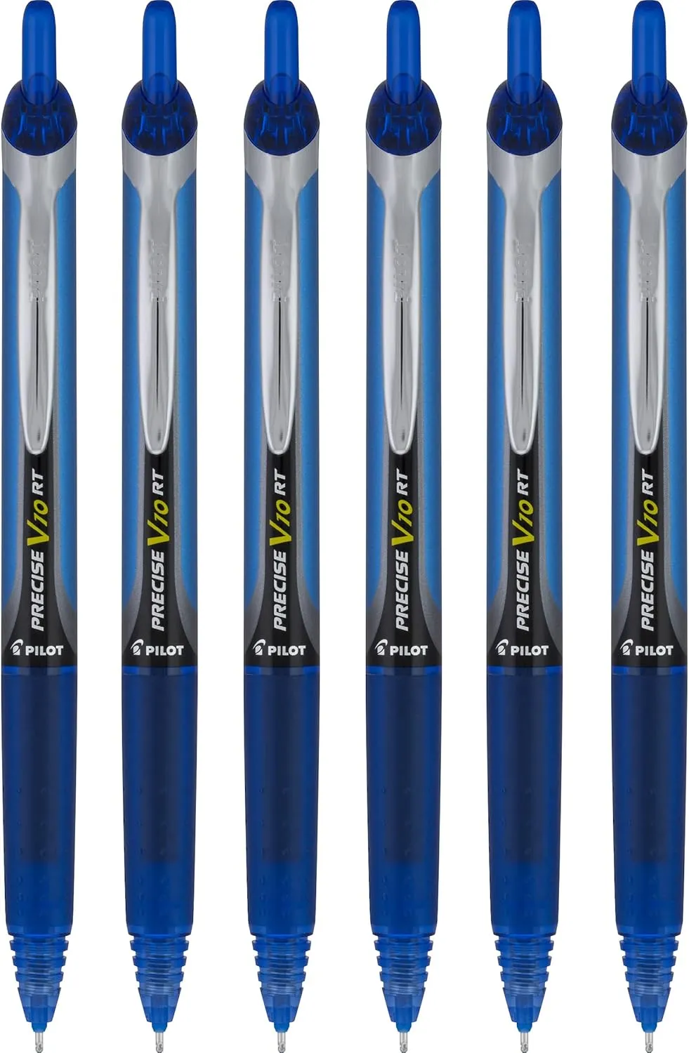 Pilot Precise V10 RT Retractable Liquid Ink Rollerball Pens, Bold Point, 1.0mm, Blue Ink, 6 Count