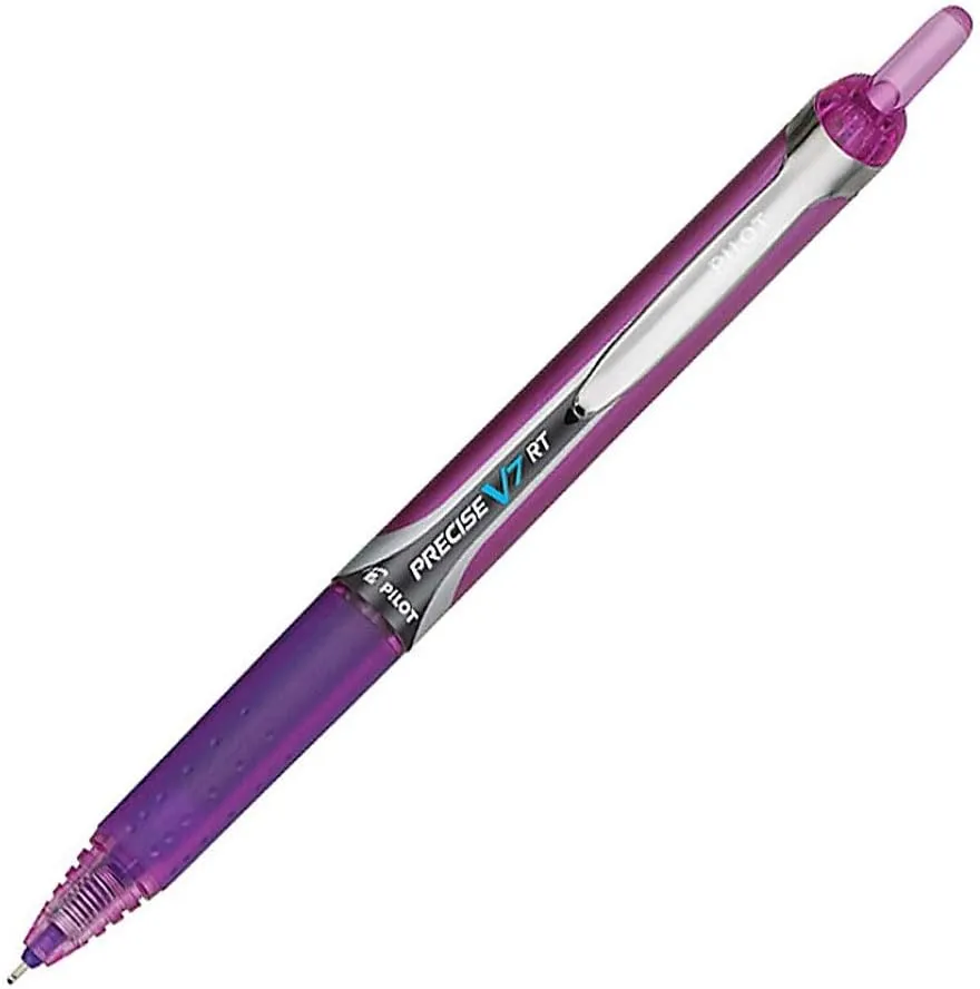 Pilot Precise V7 RT Refillable & Retractable Liquid Ink Rolling Ball Pens, Fine Point (0.7 mm), Purple, 12-Pack