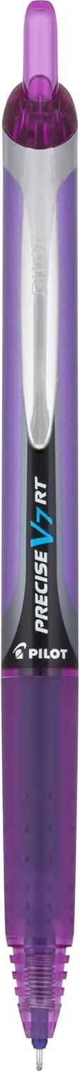 Pilot Precise V7 RT Refillable & Retractable Liquid Ink Rolling Ball Pens, Fine Point (0.7 mm), Purple, 12-Pack
