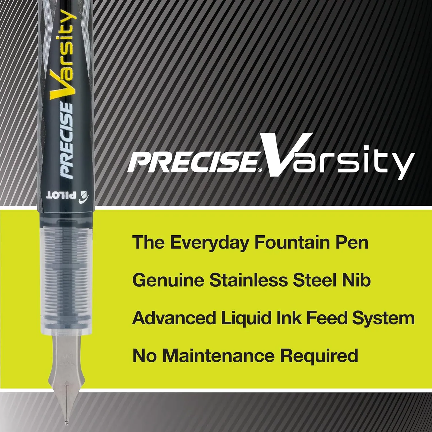 Pilot, Precise Varsity Pre-Filled Fountain Pens, Medium Point 1 MM Stainless Steel Nib, Purple, 12-Pack
