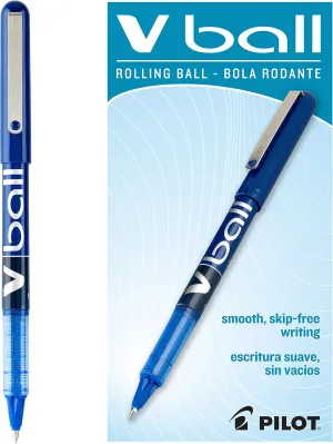 Pilot VBall Liquid Ink Rolling Ball Stick Pens, Extra Fine Point, Blue Ink, 12-Pack (35201)