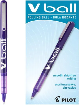 Pilot VBall Liquid Ink Rolling Ball Stick Pens, Extra Fine Point, Purple Ink, 12-Pack (35210)