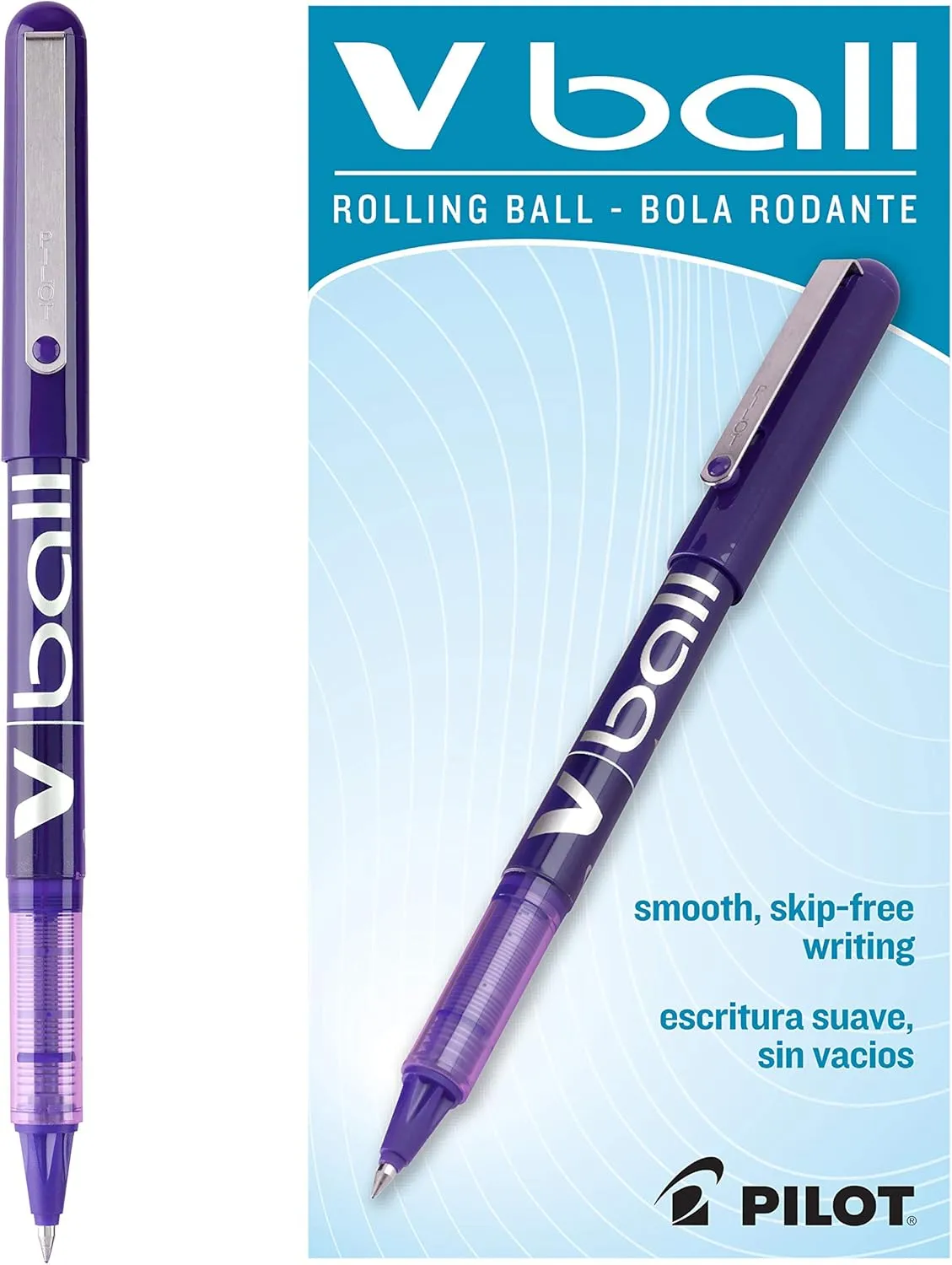 Pilot VBall Liquid Ink Rolling Ball Stick Pens, Extra Fine Point, Purple Ink, 12-Pack (35210)