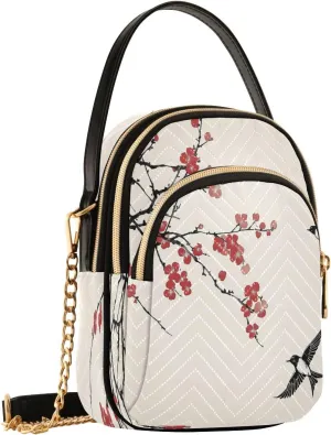 Plum Blossom Swallow Chinese Pattern Crossbody Bag for Women Shoulder Handbag Ladies Purse Cell Phone Tote Bags