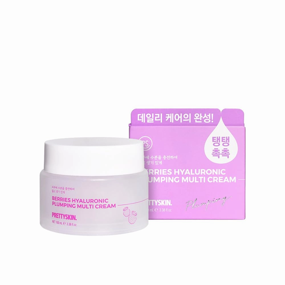 Plumping Facial Multi Cream with Hyaluronic Acid, Lightweight Hydration and Glow, 100ml (Berries, 3.38 fl oz)