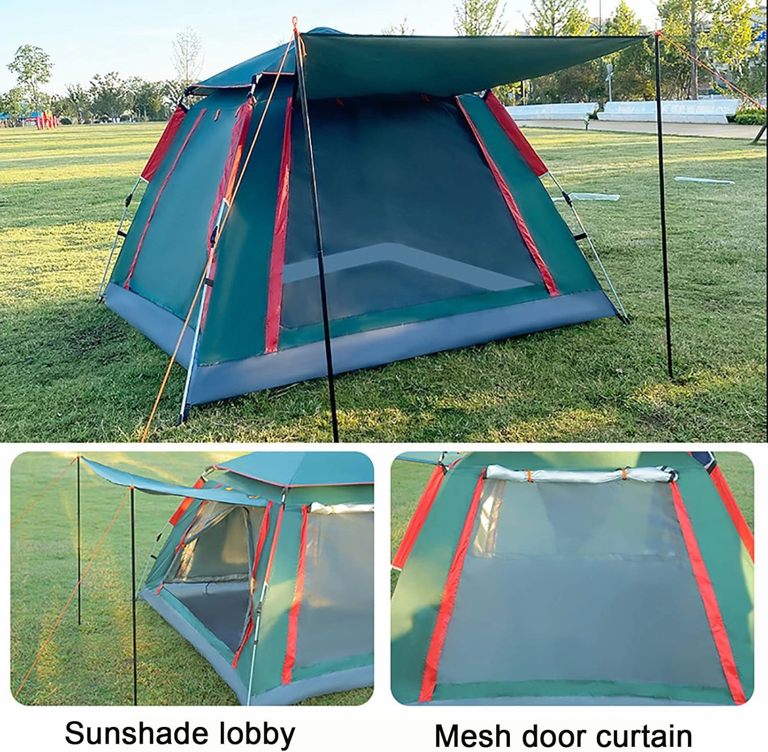 Pop Up Tent for Camping with Vestibule, Large Waterproof Windproof Instant Tent,Lightweight Easy Setup Dome Family Camping Tents Beach Parks Campsites for 4/6 People