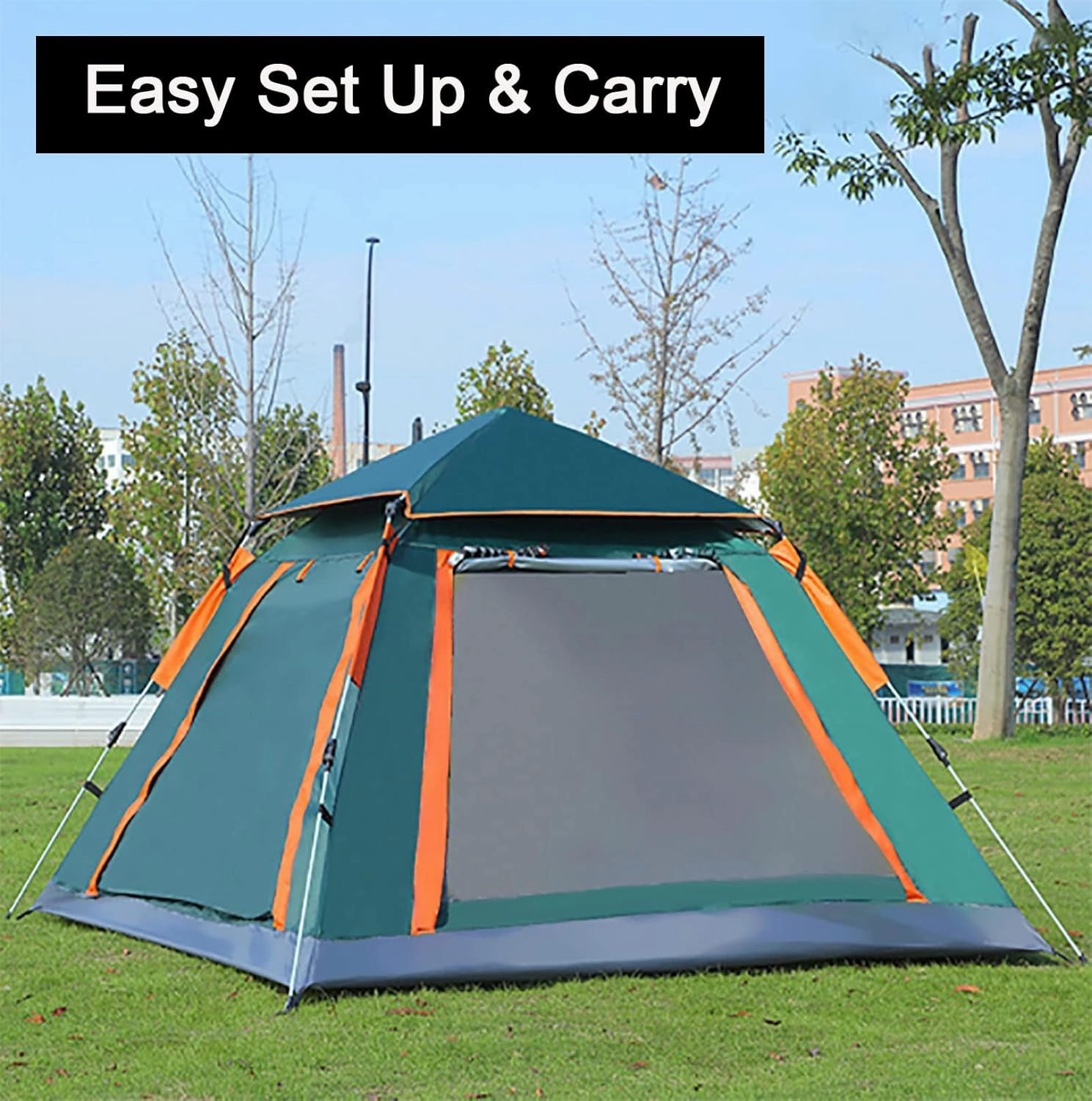 Pop Up Tent for Camping with Vestibule, Large Waterproof Windproof Instant Tent,Lightweight Easy Setup Dome Family Camping Tents Beach Parks Campsites for 4/6 People