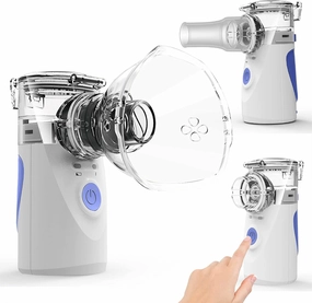 Portable Nebulizer, Nebulizer Machine for Adults and Kids, Battery-Operated Nebulizer of Cool Mist, Ultrasonic Mesh Nebulizer for Breathing Problems, Used at Home, Office, Travel(Blue)