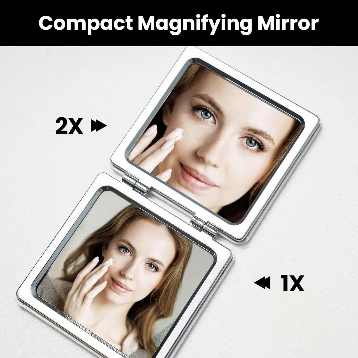 Portable Pocket Makeup Mirror Beautiful Purple Flowers Travel Cosmetic Mirror Square Print Magnifying Compact Mirror for Eyelash
