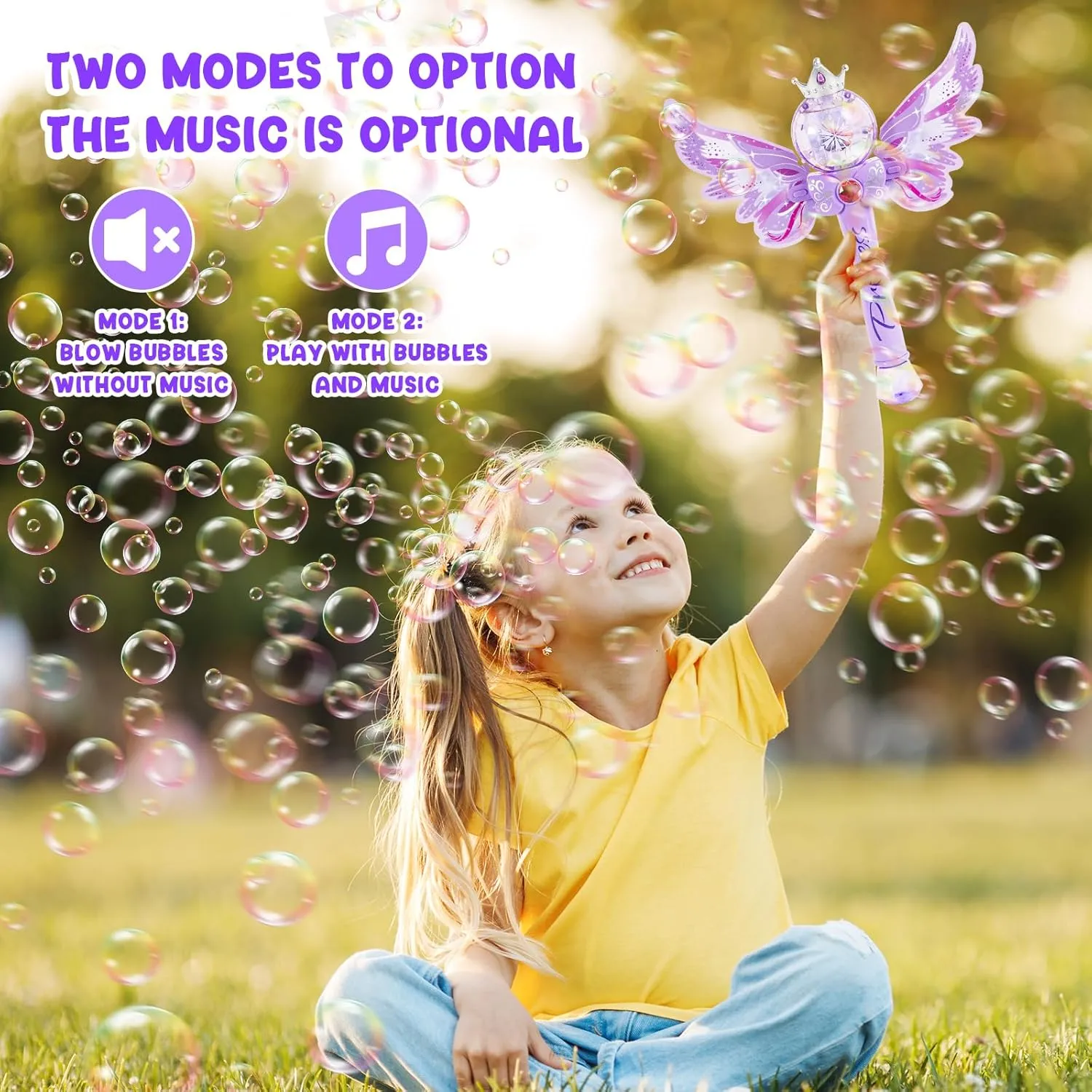 Princess Magic Bubble Wand Blower for Kids,Music & Light Up Automatic Bubble Machine Maker,Outdoor Bubble Toys for Girls,Party Easter Birthday Gift for Age 3 4 5 6 7 8 Years Old Girls Toddlers(Purple)
