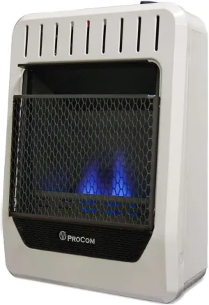 ProCom BF10M-B Ventless Dual Fuel Blue Flame Space Heater with Manual Control for Living Room, Bedroom, Home Office, 10000 BTU, Heats Up to 300 Sq. Ft., Includes Wall Mount and Base Feet, White