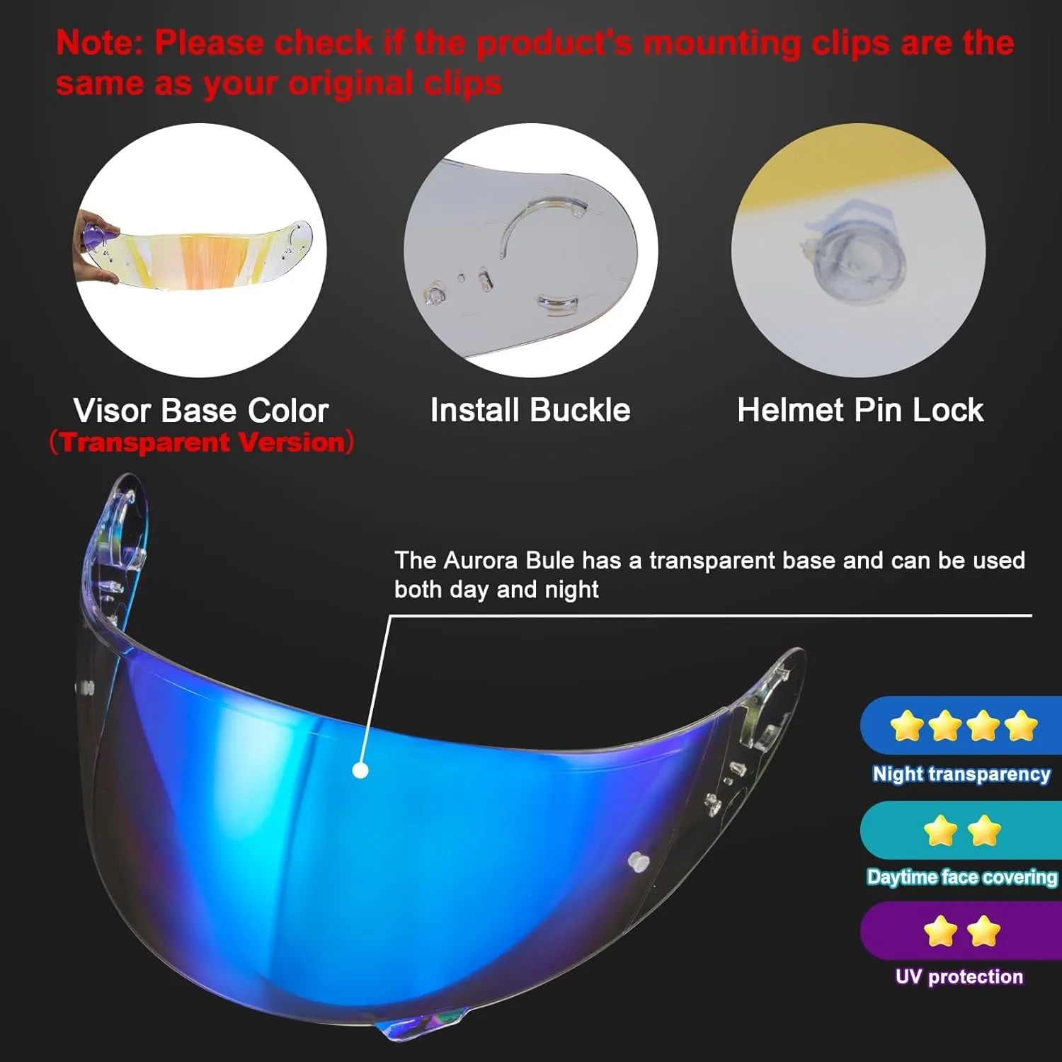 PSLER GT Air 2 Visor - Motorcycle Helmet Tinted Visor UV Protection Face Shield Replacement for GT Air GT Air 2 Neotec-1 CNS-1 TC-5 TC-9,Transparent Blue