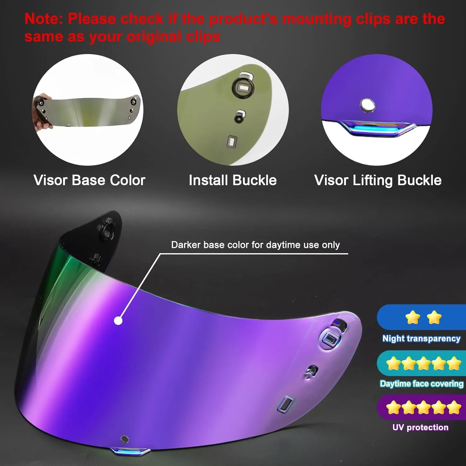 PSLER Icon Ic04 Visor - Icon Ic-04 Airframe Pro/Airmada/Airform Visor Motorcycle Helmet Tinted Visor UV Protection Face Shield Replacement for Ic04,Deep Purple