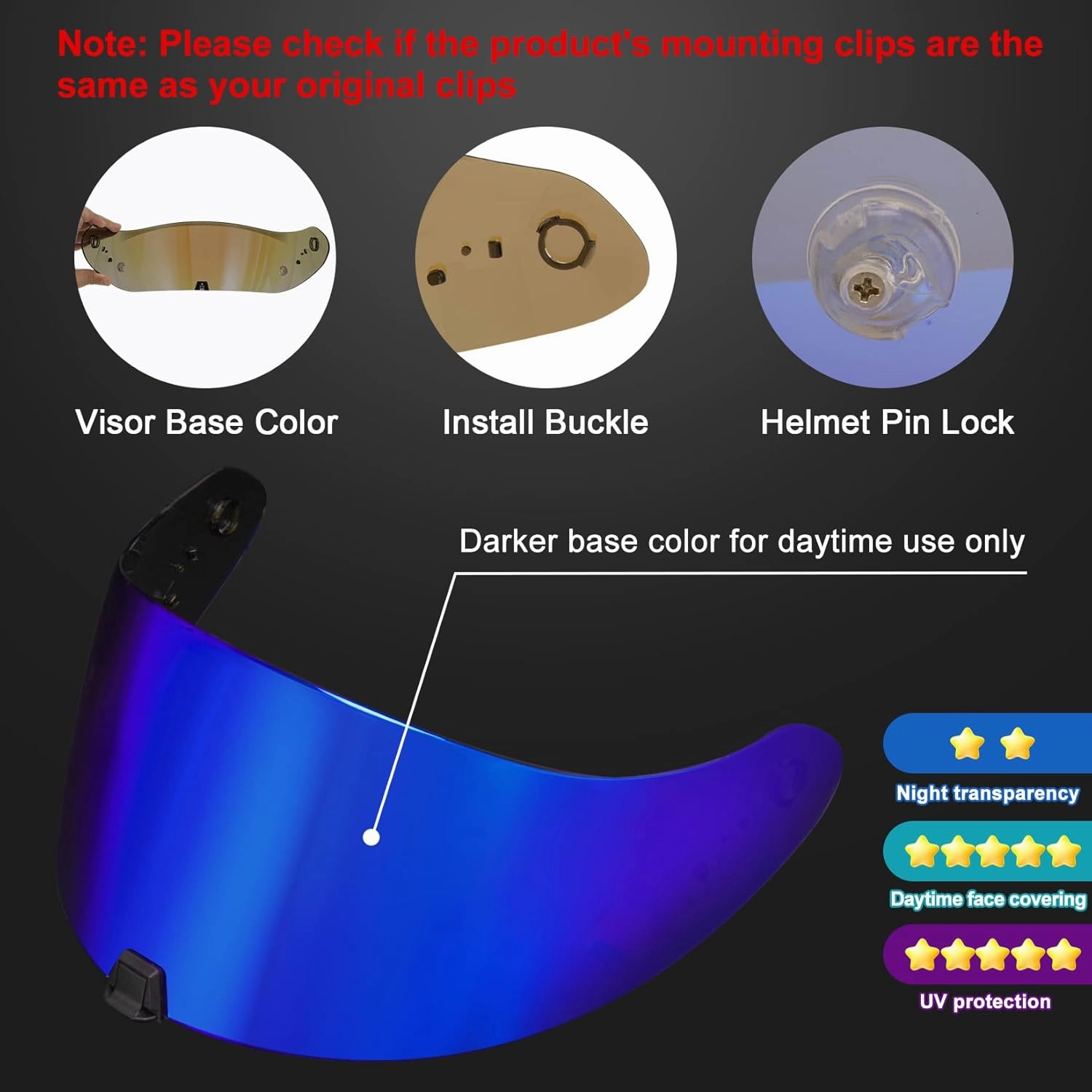 PSLER Helmet Visor for R420 - R420 Helmet Visor Helmet Face Shield Helmet Accessories Replacement for R420,Deep Blue