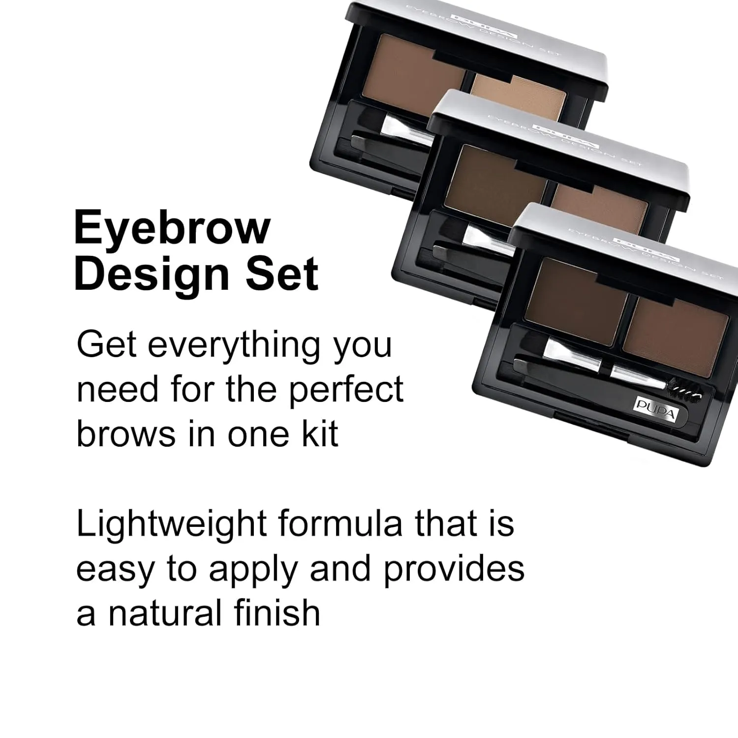 Pupa Milano Eyebrow Design Set - Essentials For Brow Grooming, Sculpting, and Shaping - Professional Tweezers, Angled Brush and Comb, Powder, and Wax - Dermatologist Tested - 001 Blonde - 0.039 oz