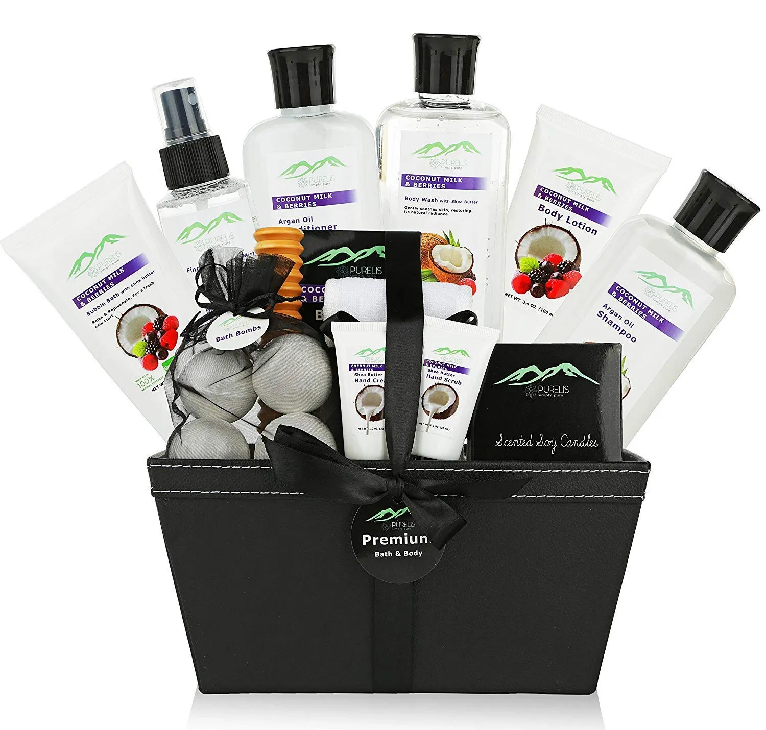 Purelis Premium Bath & Body Gift Baskets. 18 PC Large Spa Bath Gift Baskets Women! Holiday Gift Baskets Women. Best Home Spa Baskets Women & Teens! Gift Baskets #1 Mom, Wife, Friends!…