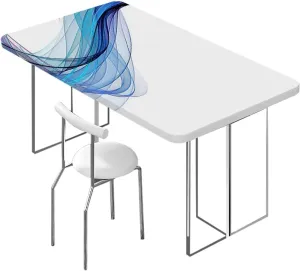 Purple Blue and White Folding Table Cover Wave Like Color Dots Artwork Polyester Fitted Waterproof Outdoor Tablecloth Abstract Fits up 5 Foot Tables