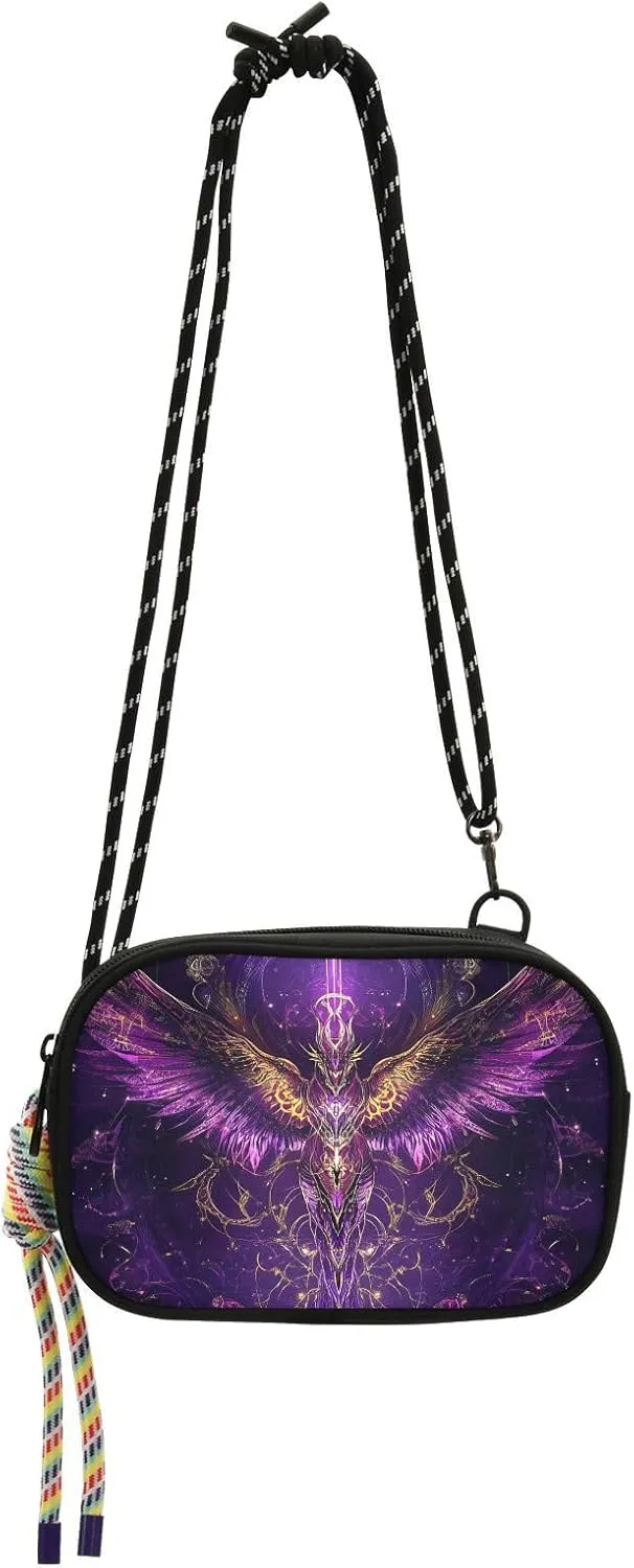 Purple Mysterious Bird Mini Crossbody Bags Women Fashion with Credit Card Slots Small Shoulder Bags Date