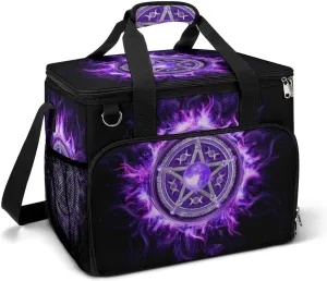 Purple Triple Moon Witch Goddess Wiccan Pentagram Pentacle Cooler Bag, Collapsible Soft Sided Cooler, Large Leakproof Camping Cooler, Portable Travel Cooler for Camping, Road Trips