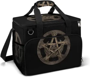 Purple Triple Moon Witch Goddess Wiccan Pentagram Pentacle Cooler Bag, Collapsible Soft Sided Cooler, Large Leakproof Camping Cooler, Portable Travel Cooler for Camping, Road Trips