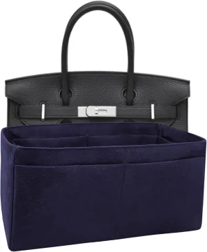 Purse organizer insert for Birkin 30, Bag Handbag, Faux Suede Soft and Smooth Lightweight Fits Perfectly Sturdy Gift Ideas for Women (Navy Blue SBK30)