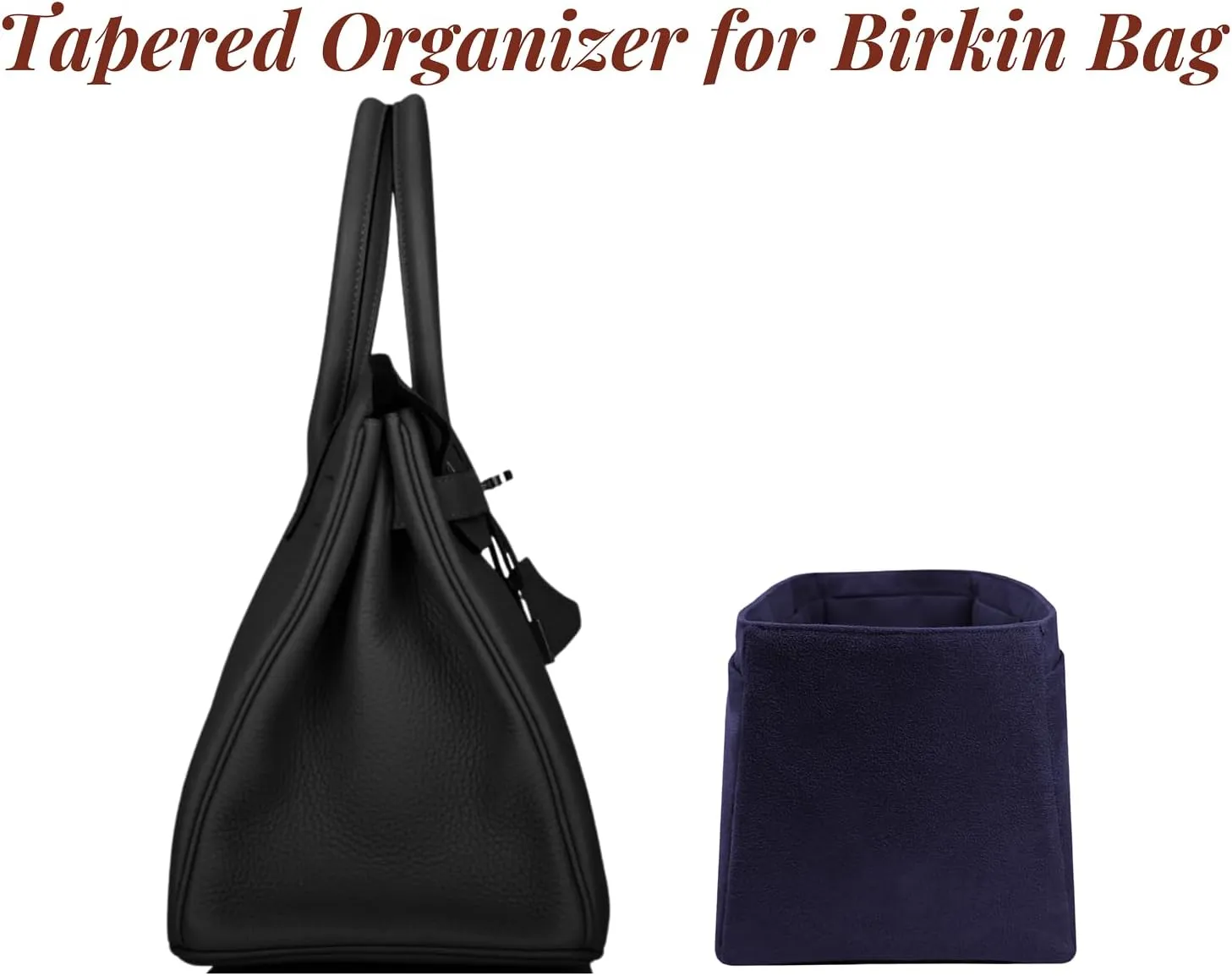 Purse organizer insert for Birkin 30, Bag Handbag, Faux Suede Soft and Smooth Lightweight Fits Perfectly Sturdy Gift Ideas for Women (Navy Blue SBK30)