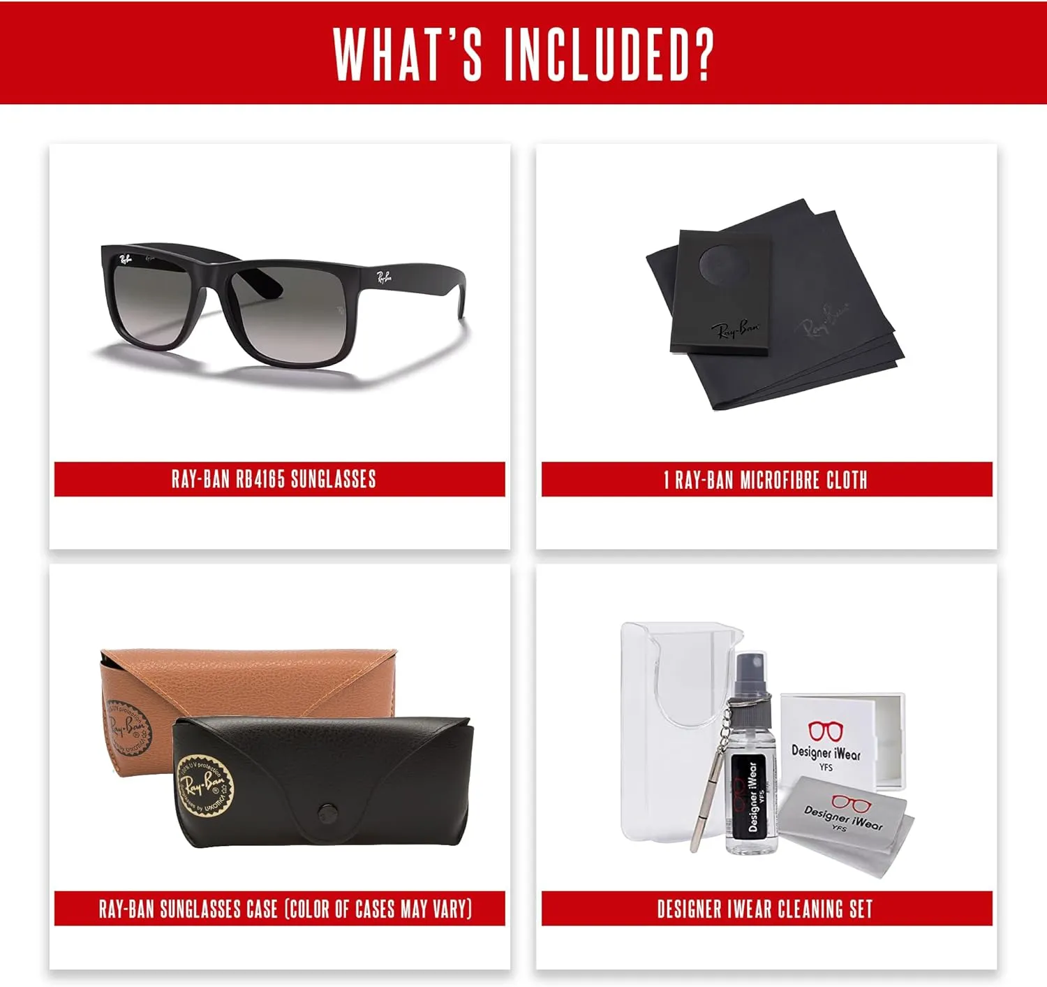 Ray-Ban Mens Justin Sunglasses (RB4165) Plastic,Nylon