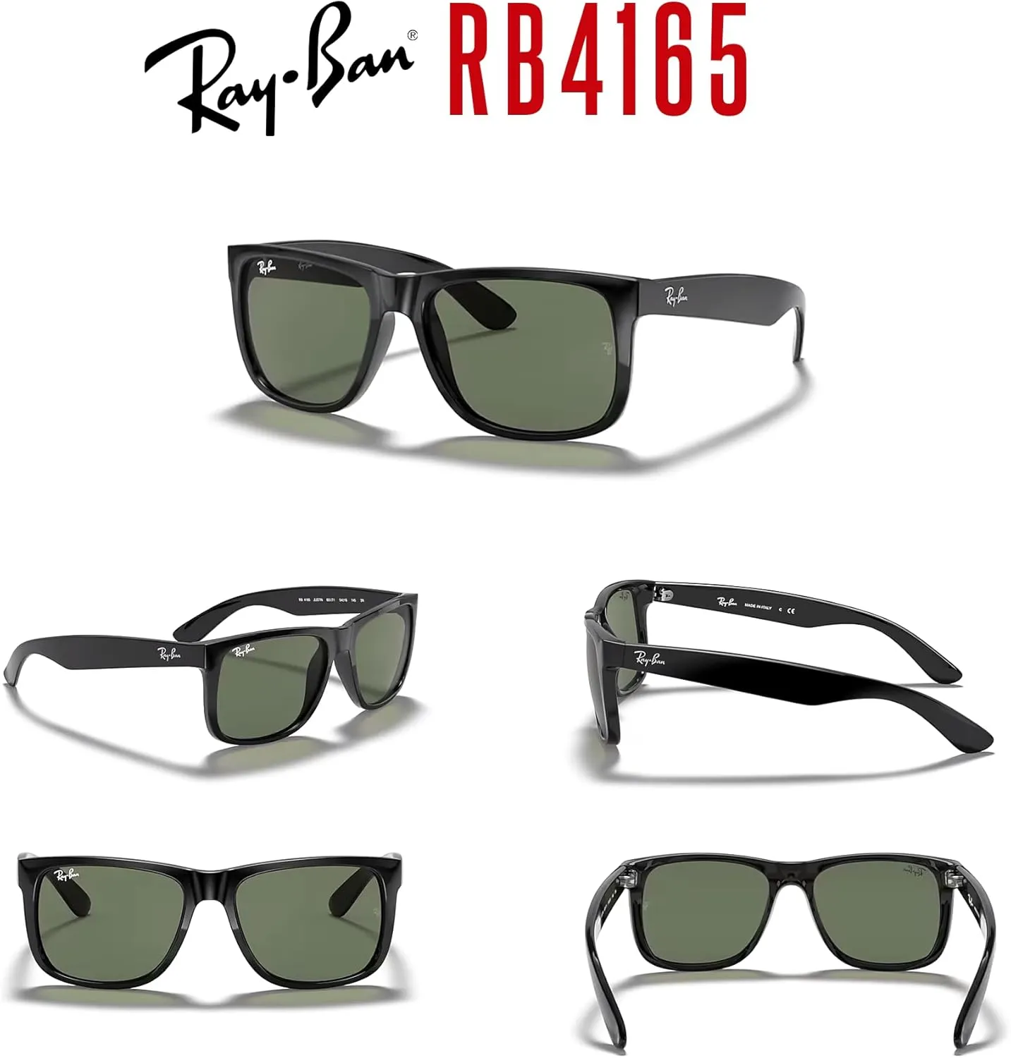 Ray-Ban RB4165 JUSTIN Sunglasses For Men For Women  BUNDLE with Designer iWear Eyewear Care Kit