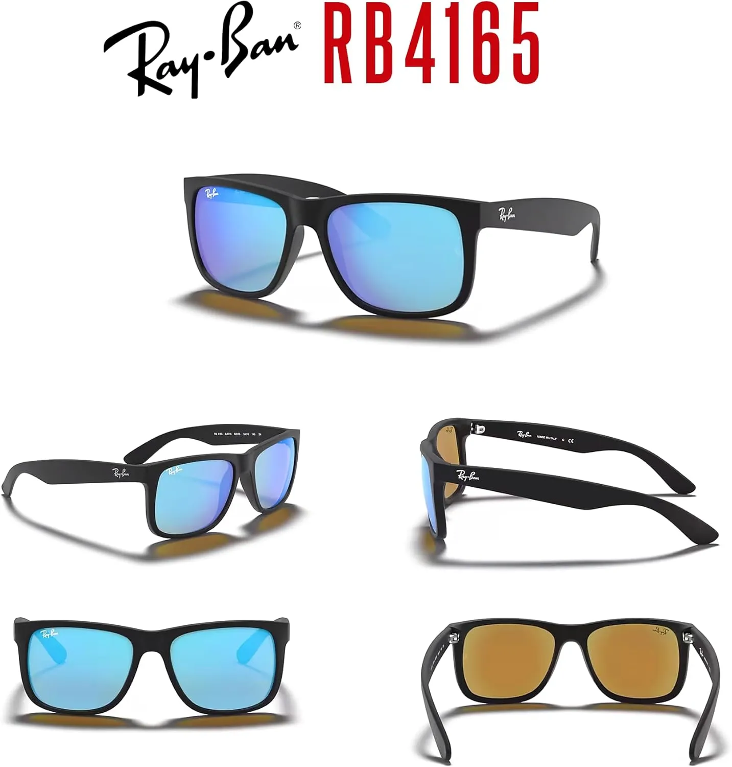 Ray-Ban RB4165 JUSTIN Sunglasses For Men For Women  BUNDLE with Designer iWear Eyewear Care Kit