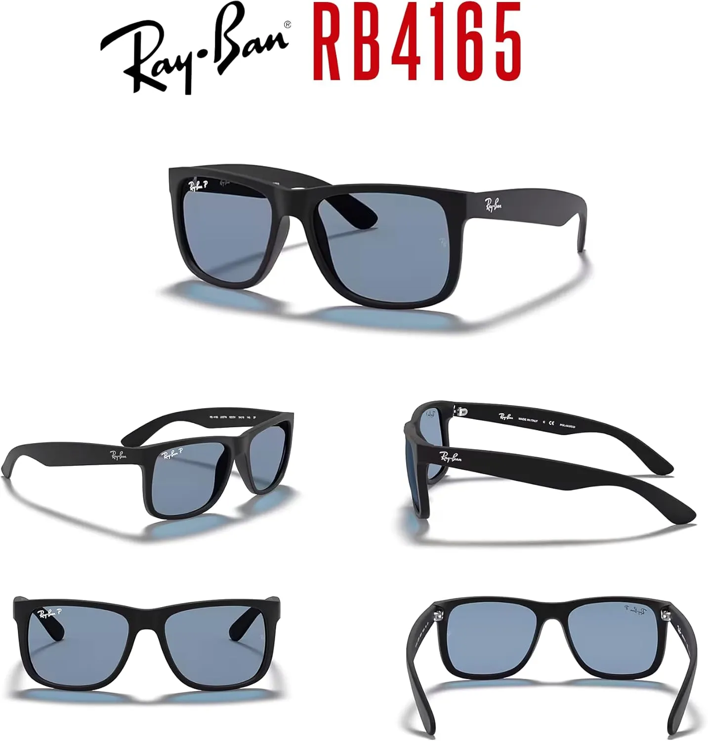 Ray-Ban RB4165 JUSTIN Sunglasses For Men For Women  BUNDLE with Designer iWear Eyewear Care Kit