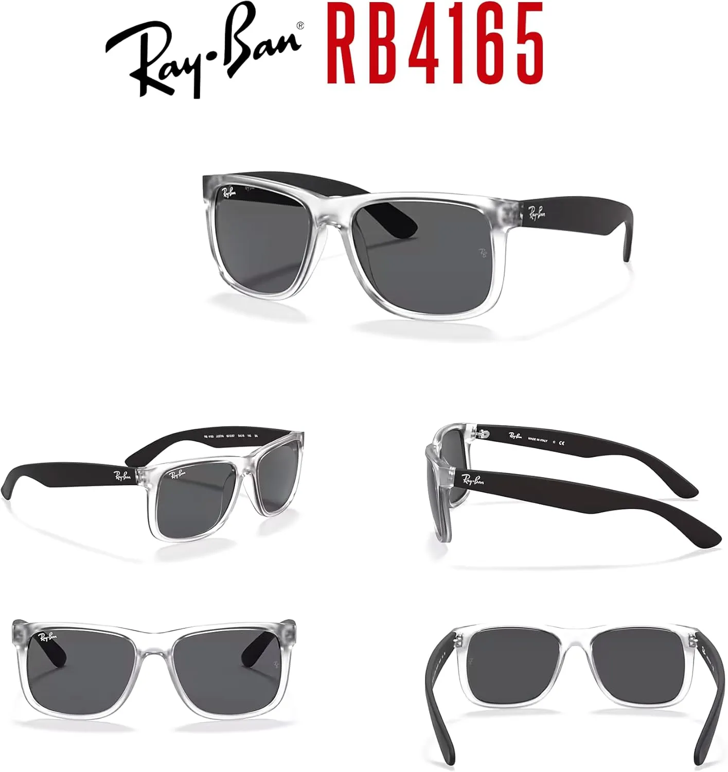 Ray-Ban RB4165 JUSTIN Sunglasses For Men For Women  BUNDLE with Designer iWear Eyewear Care Kit