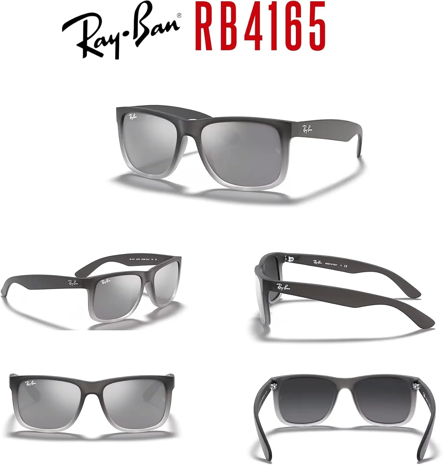 Ray-Ban RB4165 JUSTIN Sunglasses For Men For Women  BUNDLE with Designer iWear Eyewear Care Kit
