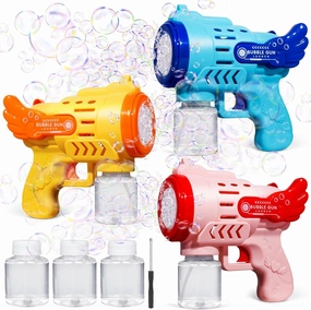 Roberly 3 Packs Bubble Guns for Kids, 10 Holes Bubble Machine Guns Blaster with 3 Solutions for Kids Birthday Gift Party Favors Summer Outdoor for Boys & Girls