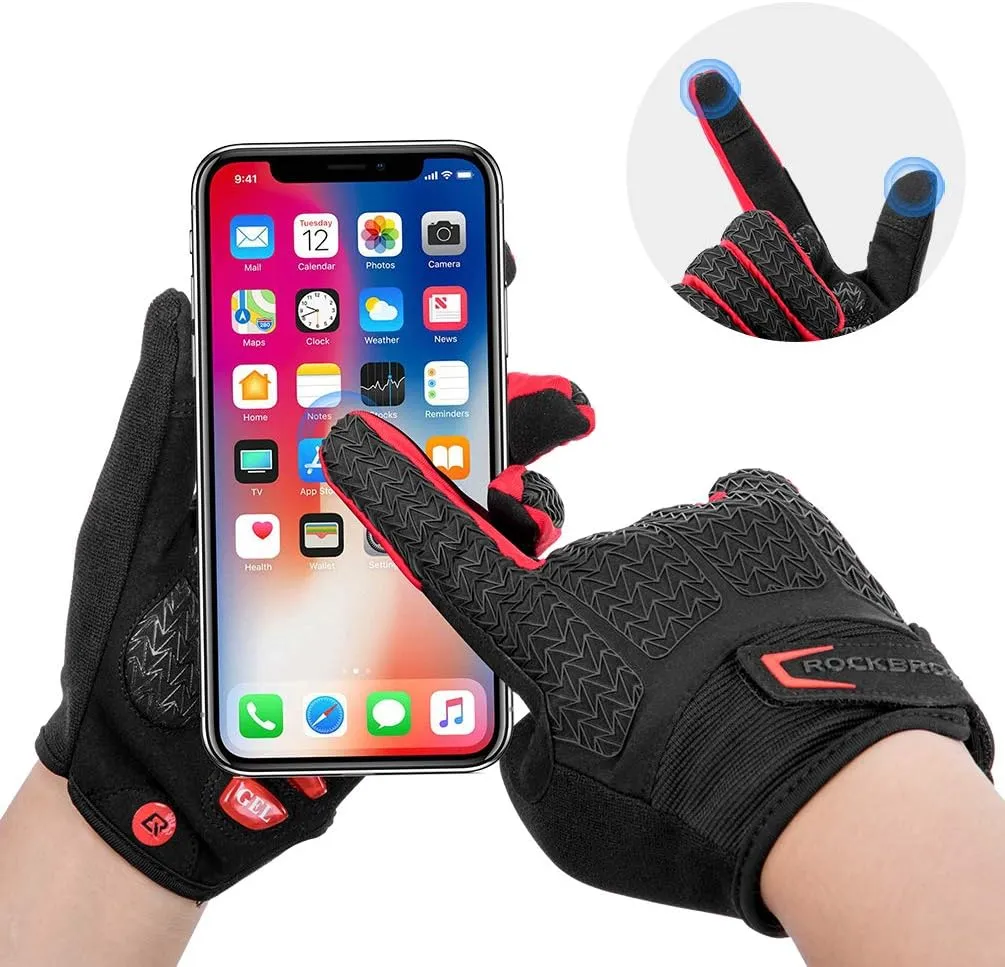 ROCKBROS Winter Cycling Gloves Winter Bike Gloves with Full Finger Windproof Anti-Slip Thermal Gloves for Cycling,Biking,Running Blue
