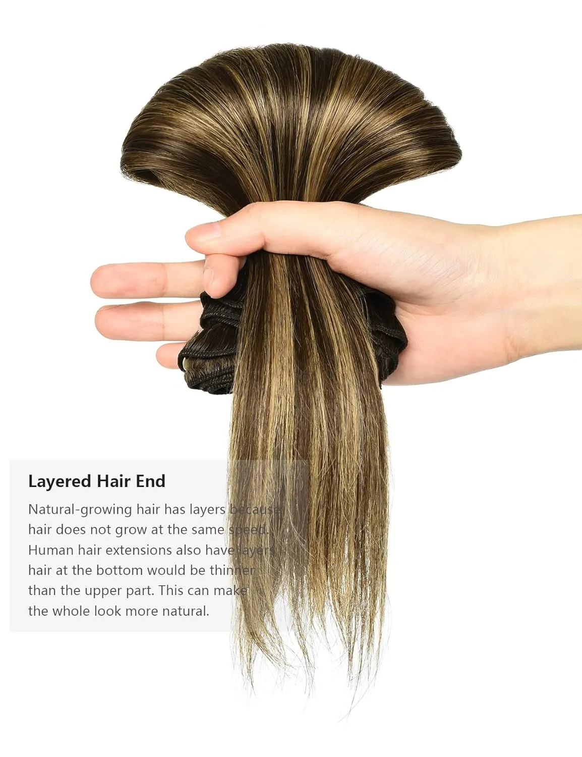 Rose bud Clip in Hair Extensions REMY Human Hair 8Pcs 18 Clips 60g/Set 10 Inch Natural Black to Light Brown