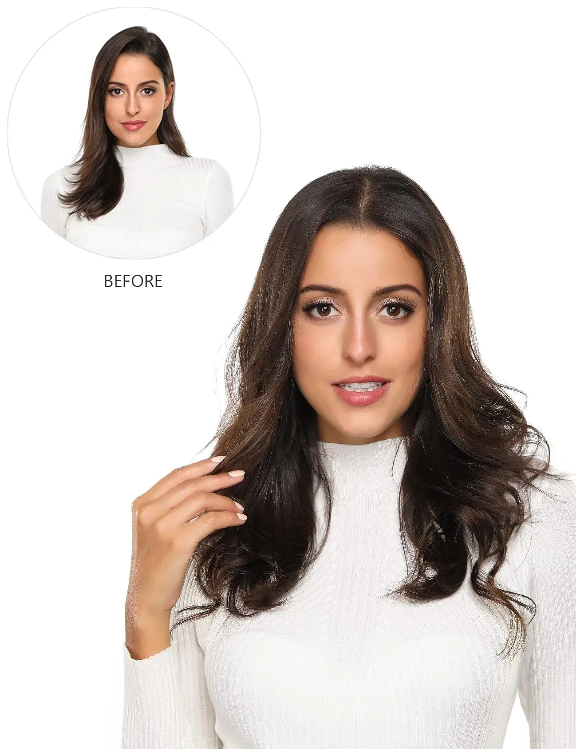 Rose bud Clip in Hair Extensions REMY Human Hair 8Pcs 18 Clips 60g/Set 10 Inch Natural Black to Light Brown