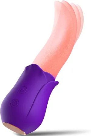 Rose Vibrators, Rose Sex Stimulator for Women, Clitoral G Spot Tongue Licking Vibrator Nipples Massager Vaginal Anal Breast Sex Toys for Female Masturbation & Couples Foreplay Purple
