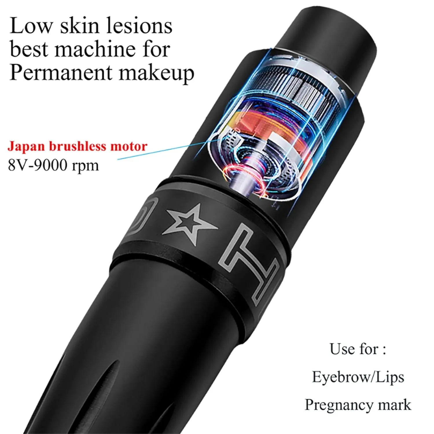 Rotary Tattoo Pen Quiet Tattoo Gun Machine Supply With LED Light Permanent Makeup Eyeliner for Tattoo Body Liner Shader Tattoo Machine,Blue